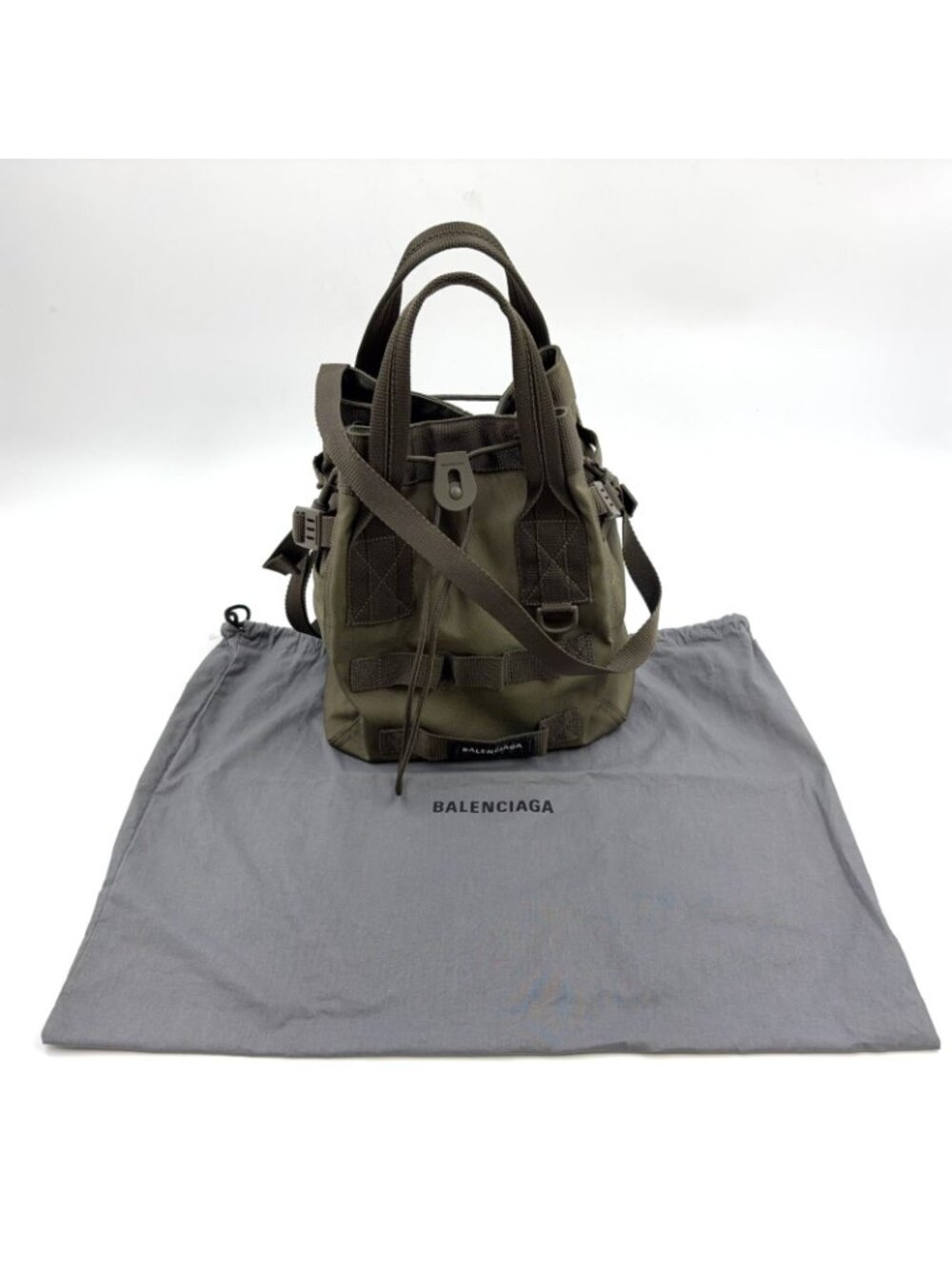 Balenciaga Amy Nylon Canvas Dark Green Handbag - Picture 15 of 15